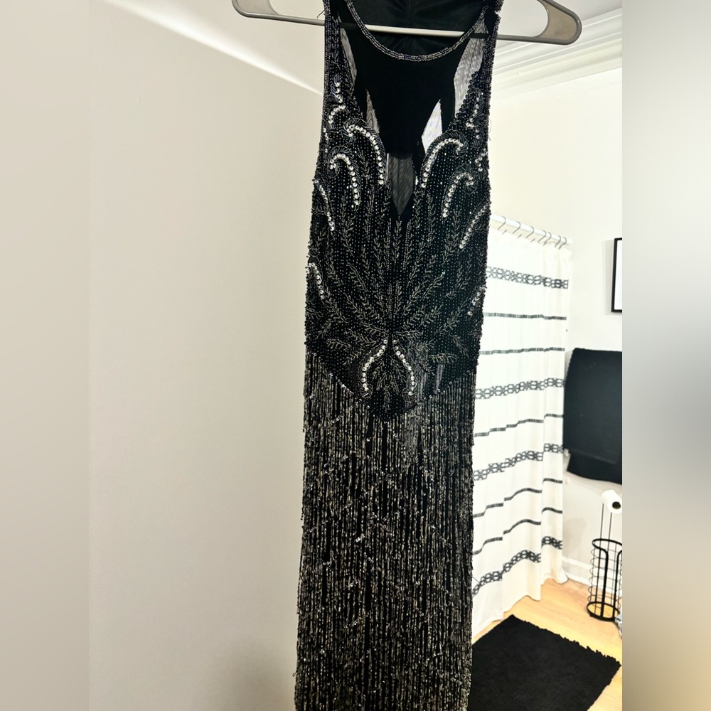 Black and silver beaded maxi dress